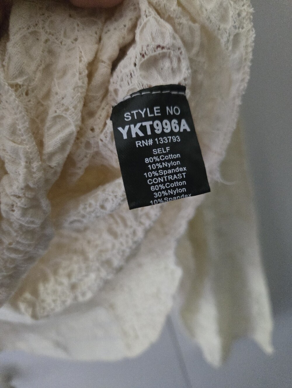 POL Cream Lace Patchwork Long-Sleeve Top - Picture 5 of 6